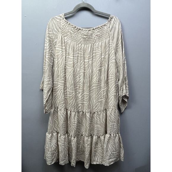 New Directions Ruffle Dress Womens large Desert Tiger Hot Tropics NEW‎ Tiered - Picture 2 of 10